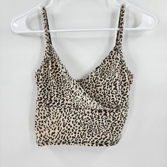 Shein small leopard cheetah print tank top crop wrap shirt - Picture 1 of 3